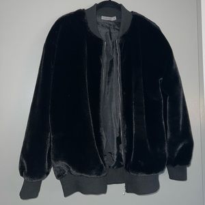 Carmar LF black faux fur bomber jacket